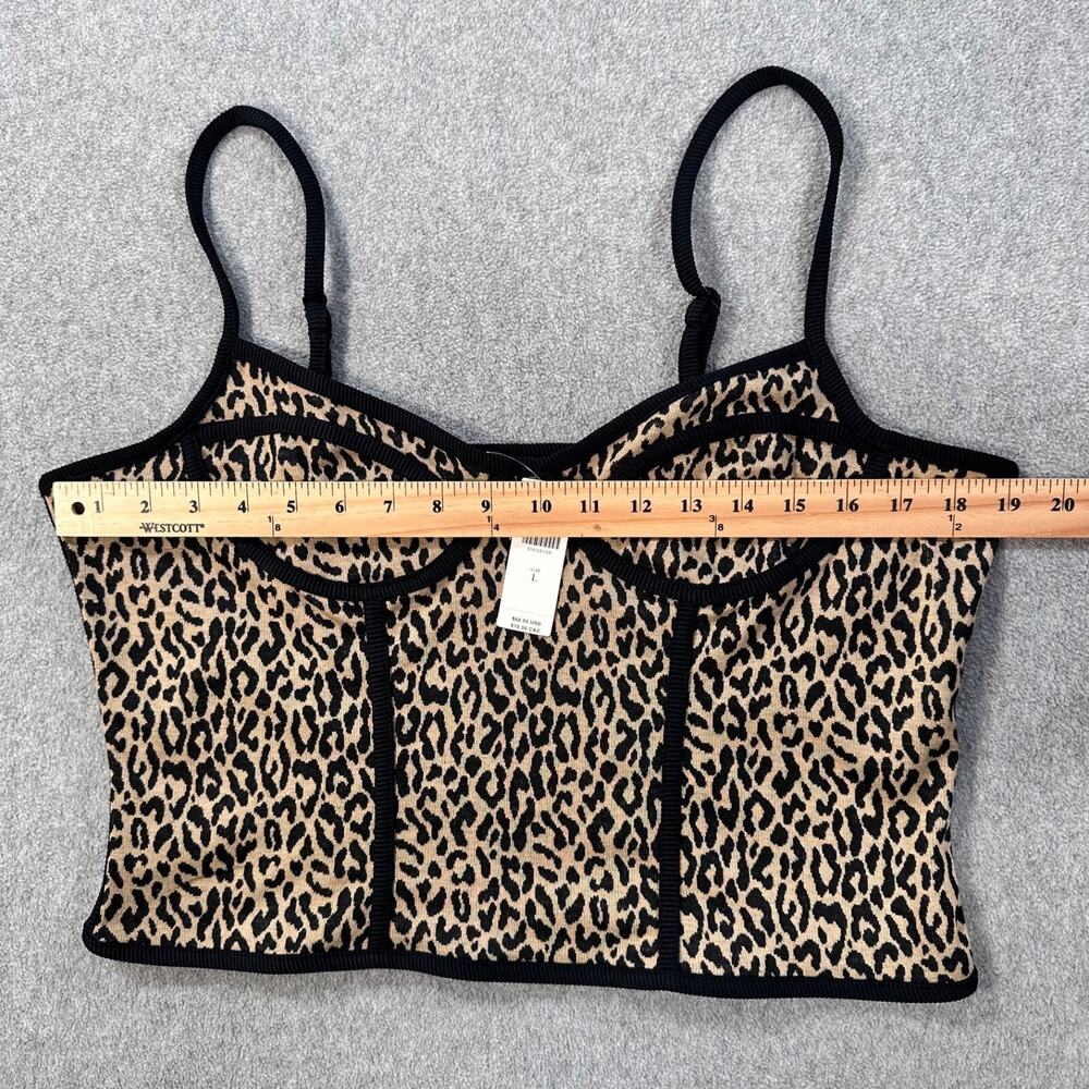 Anthropologie Blue Tassel Corset Cami Top Animal Print Womens Large Cropped New - Picture 5 of 9